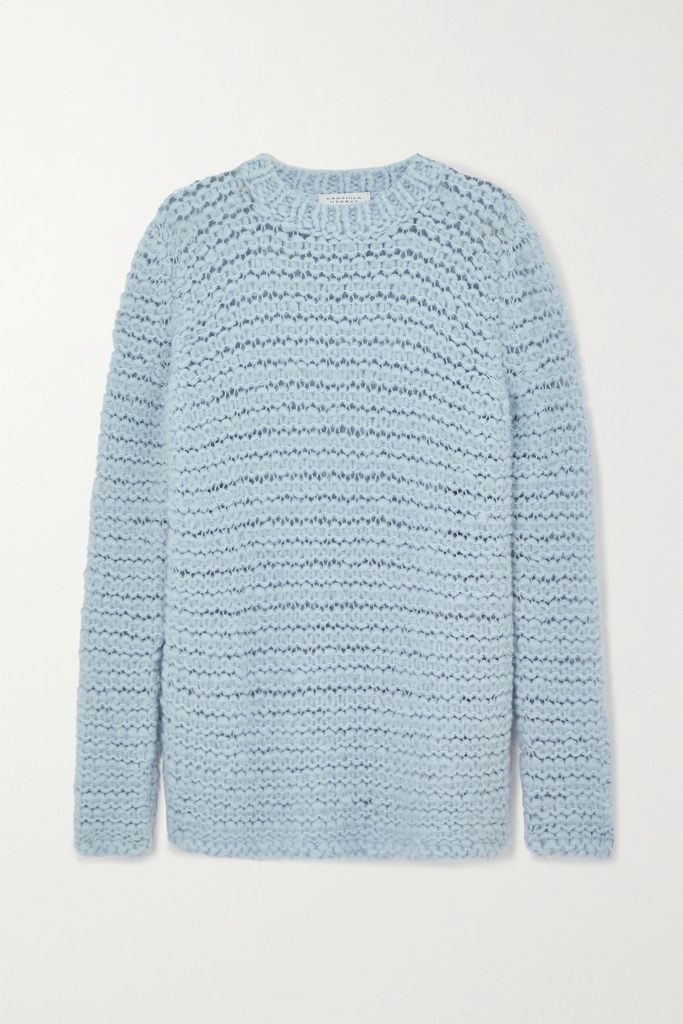Larenzo Open-knit Cashmere Sweater - Light blue