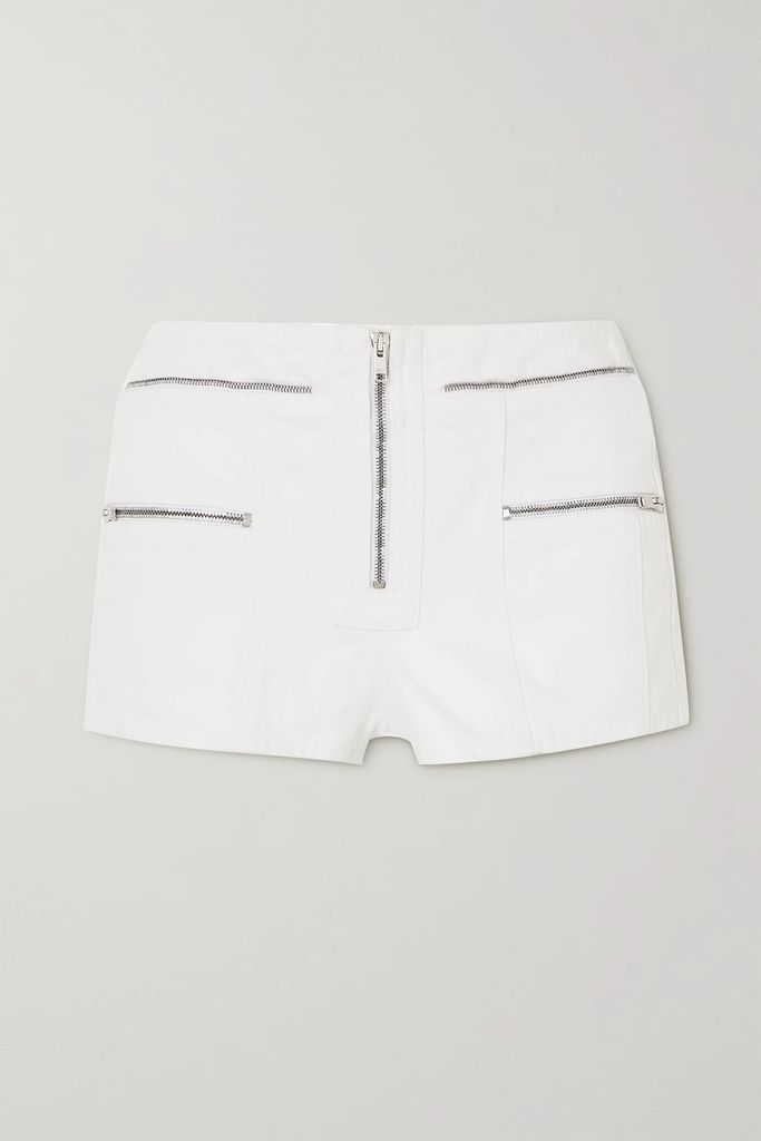 Lary Paneled Cotton-gabardine Shorts - White