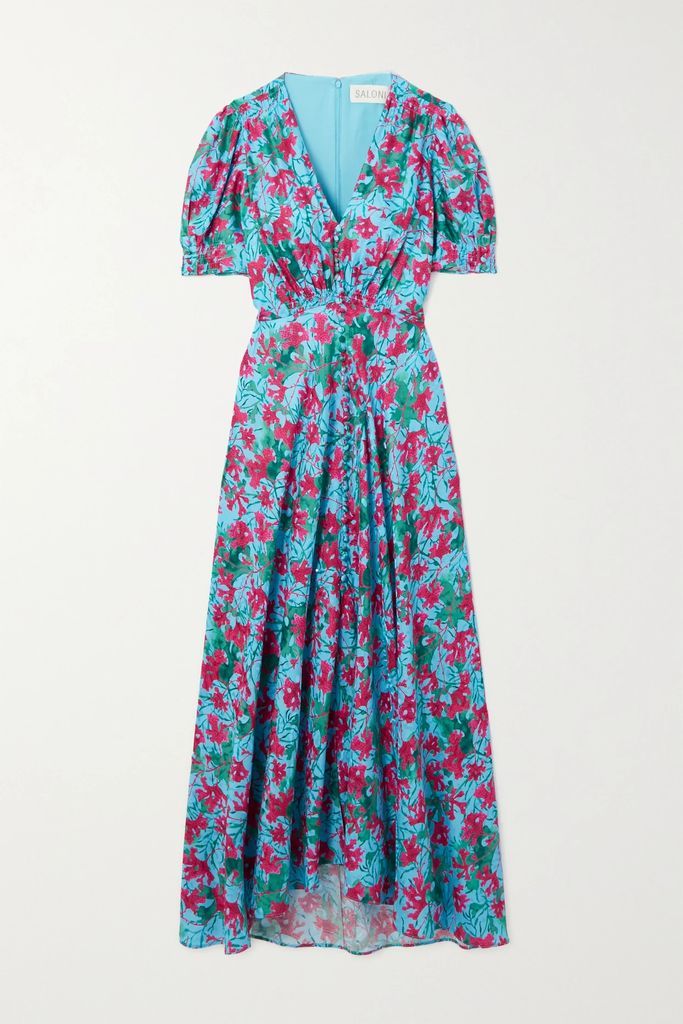 Lea Floral-print Silk Maxi Dress - Blue