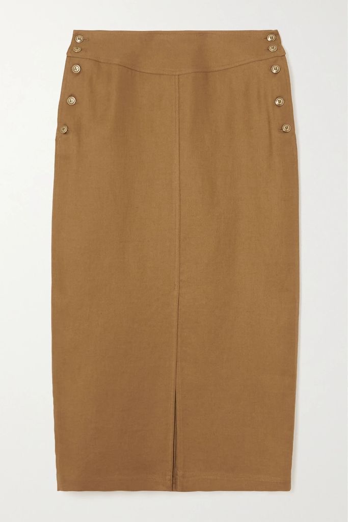 Linen Midi Skirt - Bronze