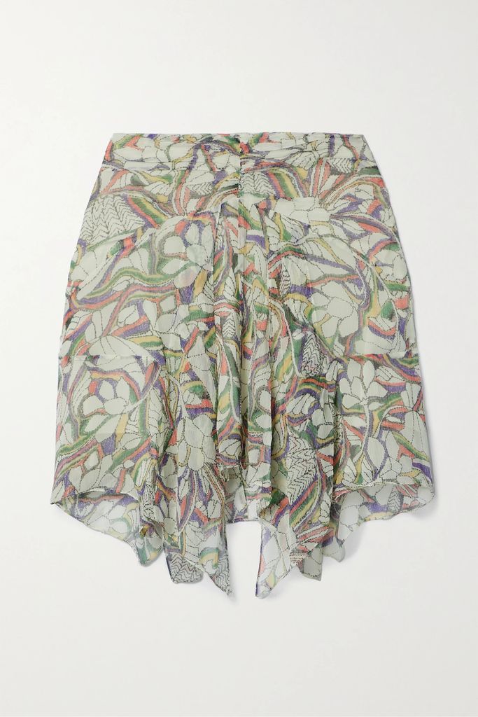 Lysea Printed Silk-crepon Mini Skirt - Beige