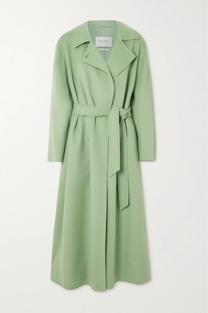 Manuela Icon Belted Wool And Cashmere-blend Coat - Green