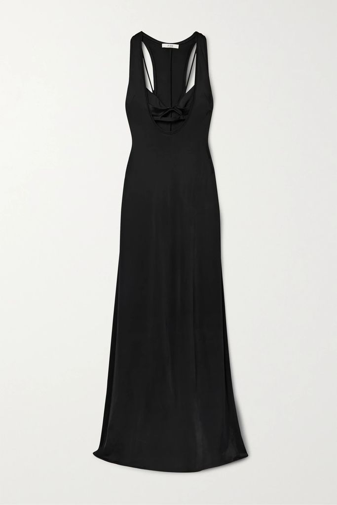 Marcela Layered Cutout Stretch-satin Jersey Gown - Black