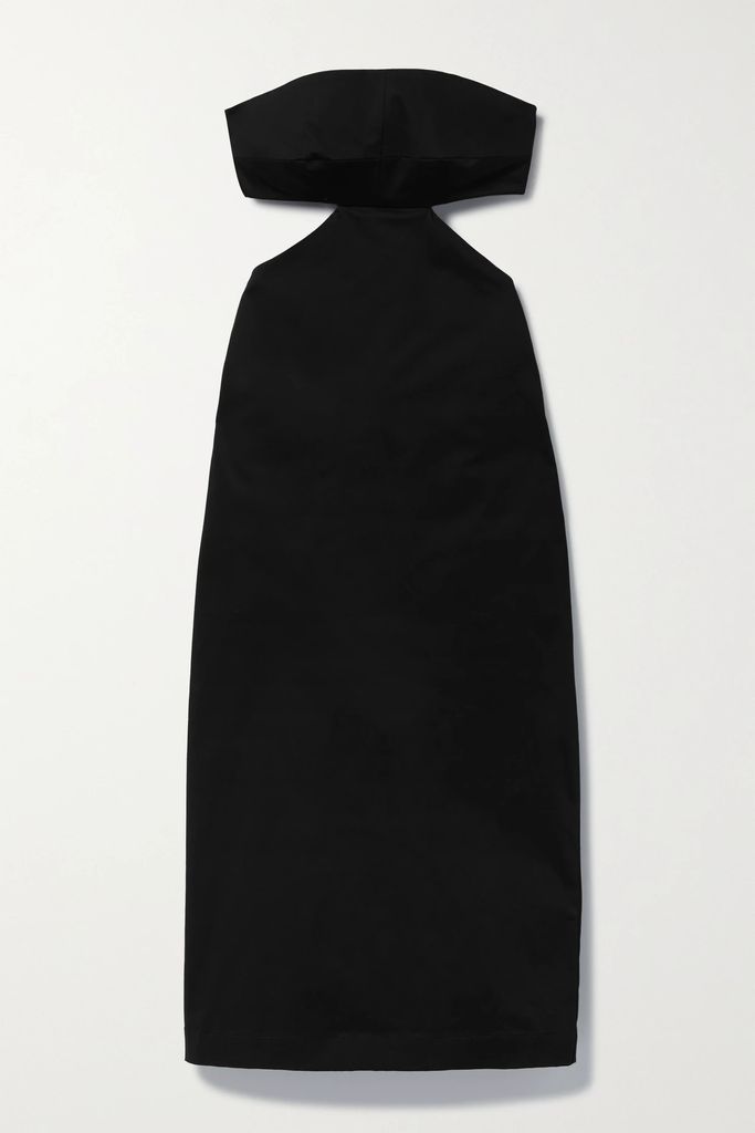 Monte Carlo Strapless Cutout Cotton-blend Cady Midi Dress - Black