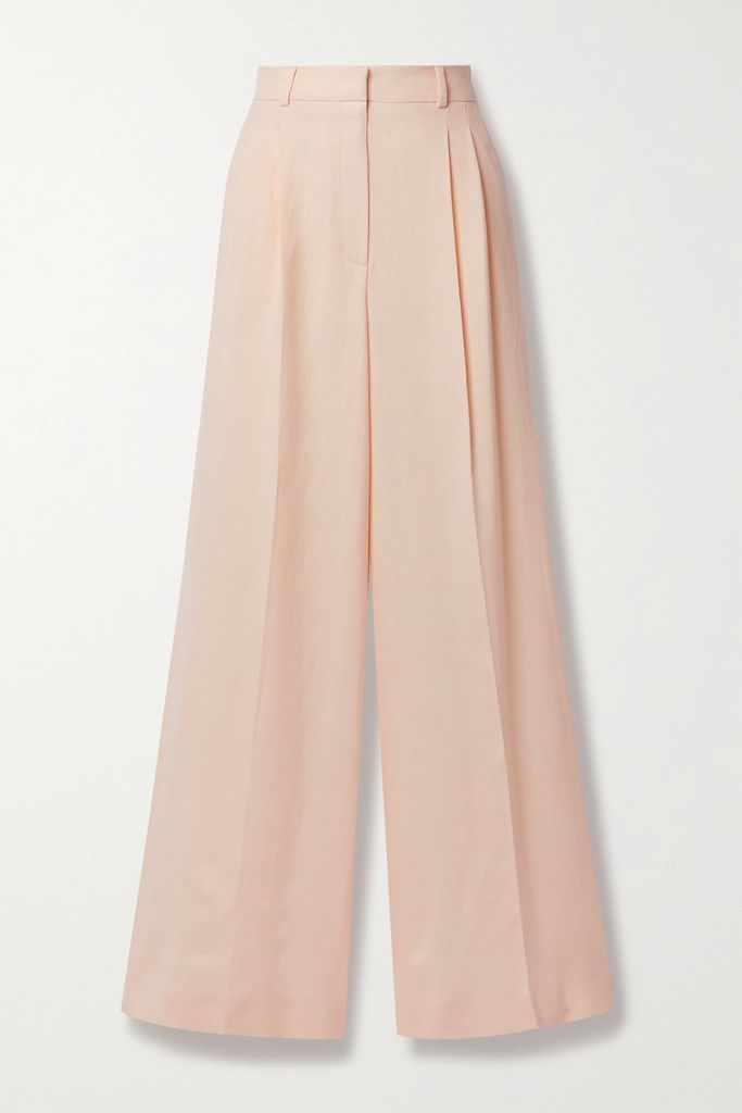 Nyack Pleated Linen And Wool-blend Wide-leg Pants - Cream
