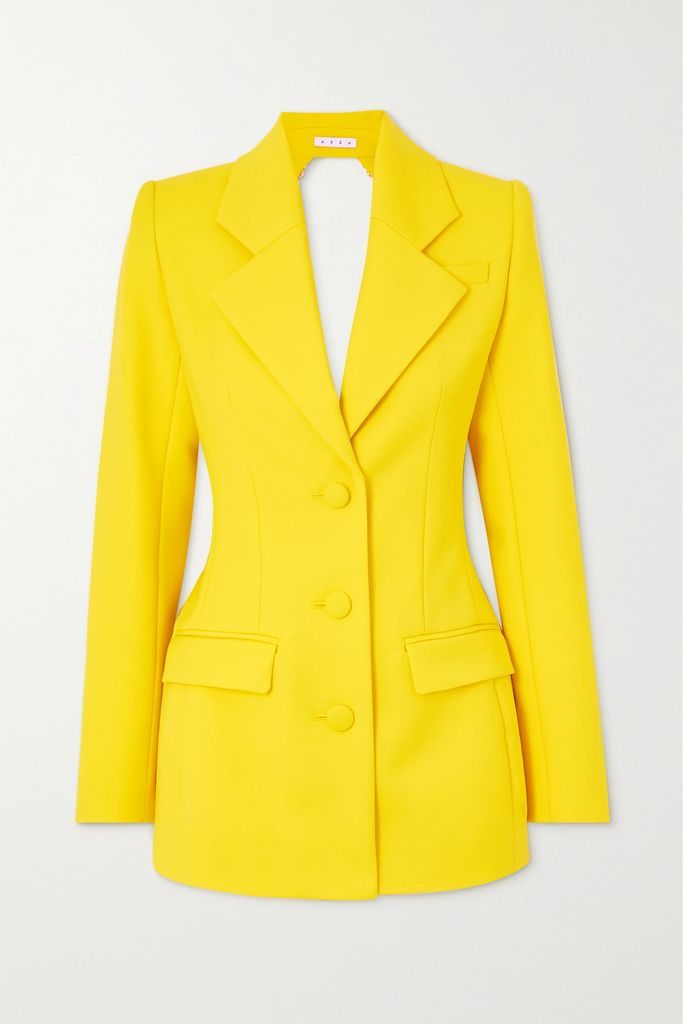 Open-back Crystal-embellished Wool-blend Mini Dress - Yellow