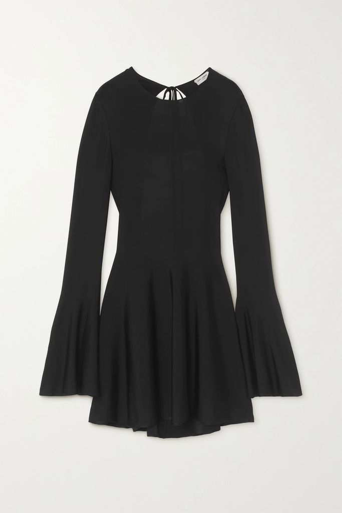 Open-back Stretch-knit Mini Dress - Black