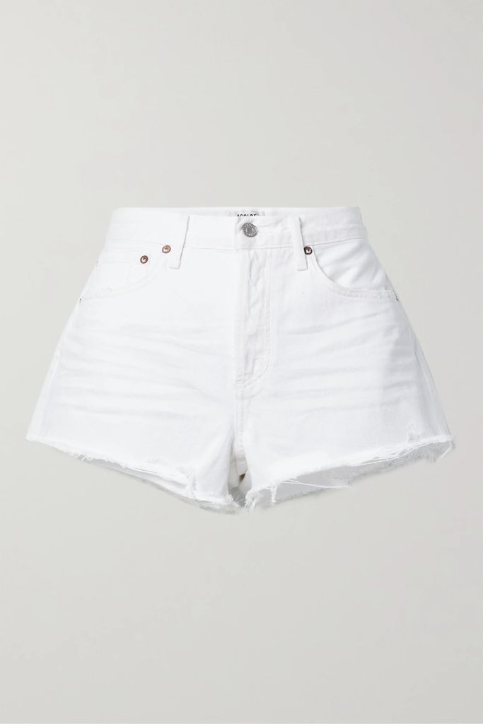 Parker Distressed Organic Denim Shorts - White
