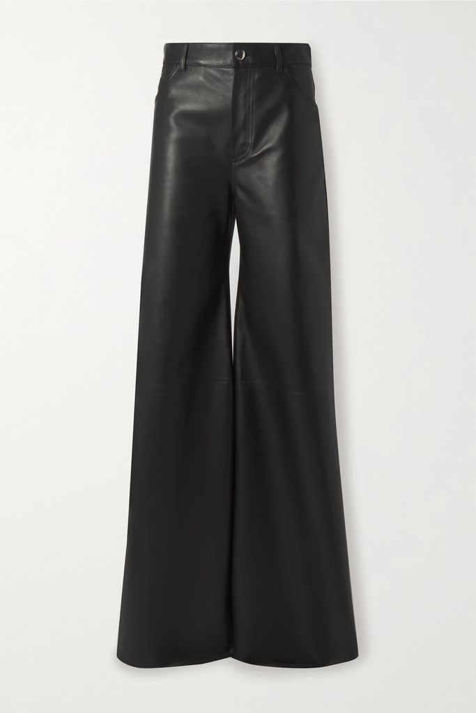 Rave Leather Flared Pants - Black