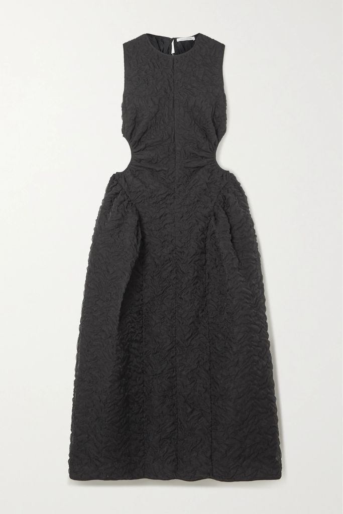 Samara Cutout Matelassé Midi Dress - Black