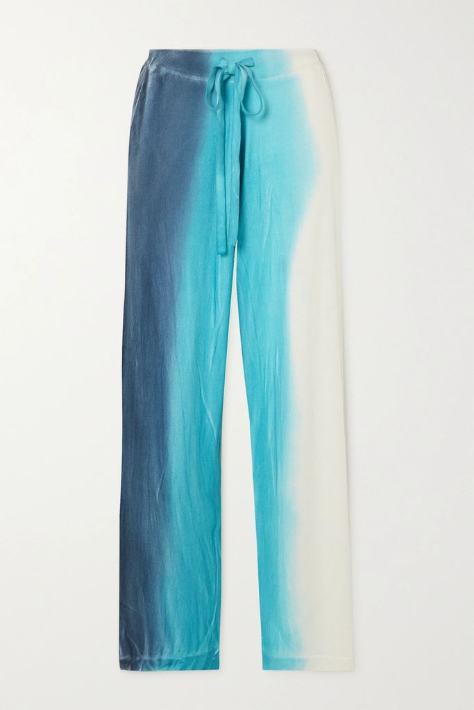 Scape Ombré Organic Cotton And Cashmere-blend Straight-leg Track Pants - Blue