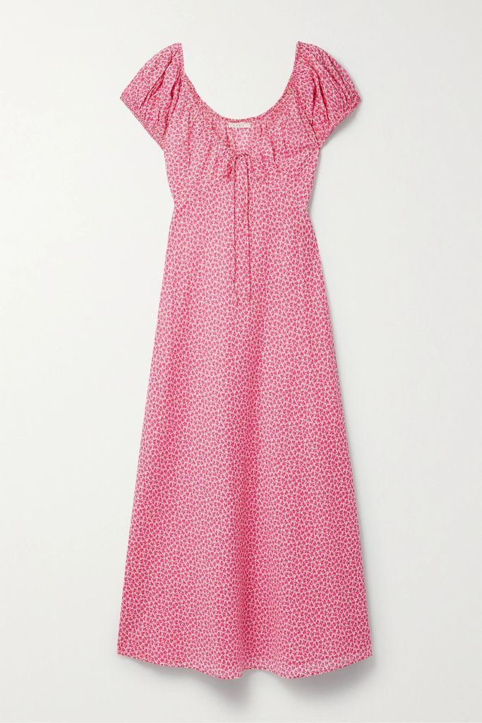 Sofia Floral-print Organic Cotton Midi Dress - Pink