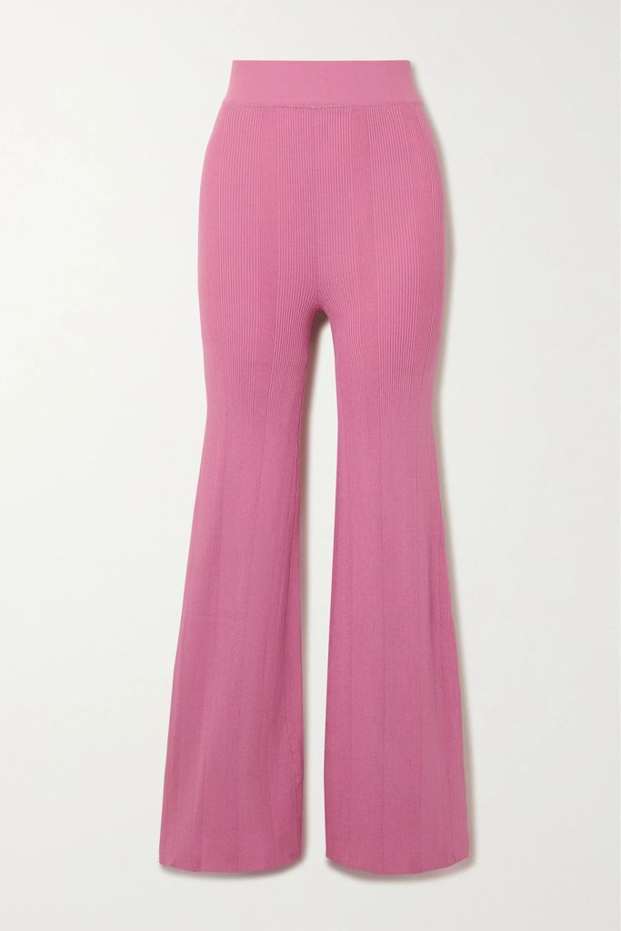 Soleima Ribbed-knit Straight-leg Pants - Pink