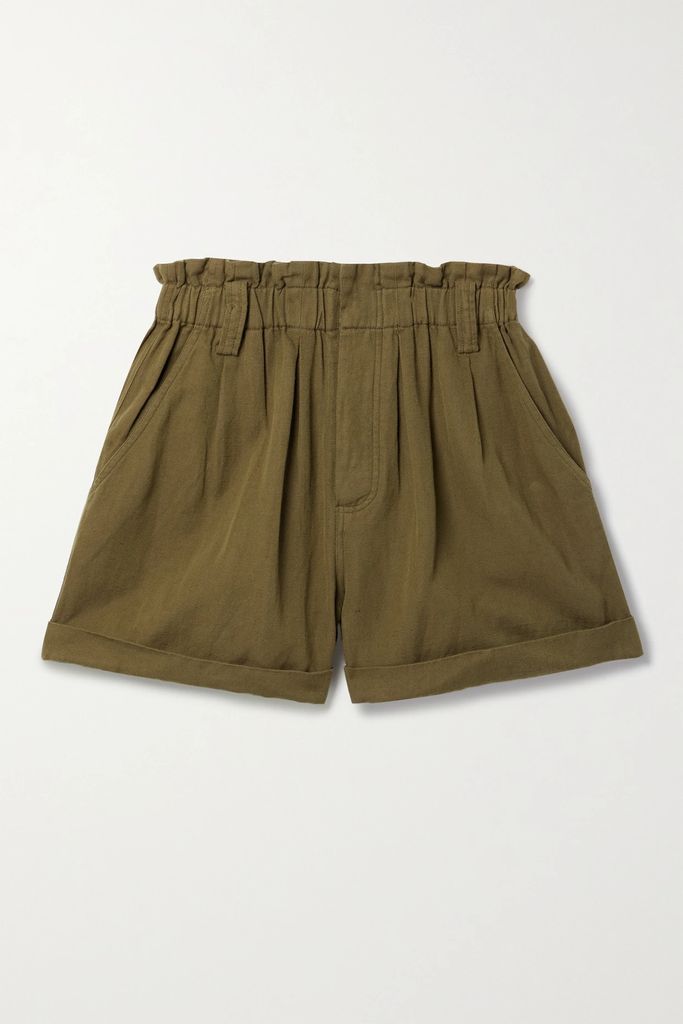 Son Vida Linen And Cotton-blend Twill Shorts - Army green