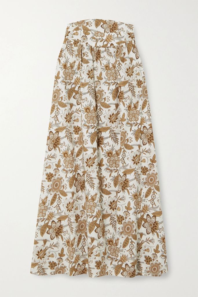 Tati Floral-print Cotton Maxi Skirt - Cream