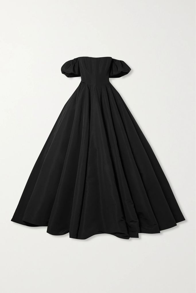 Thalia Off-the-shoulder Silk-faille Gown - Black