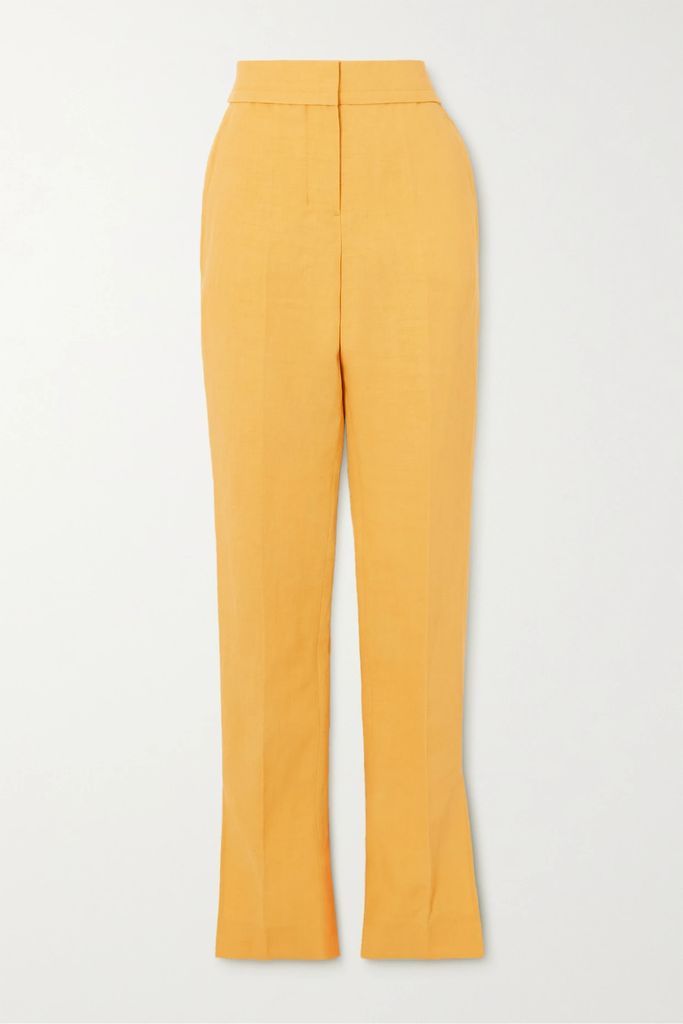 Tibau Linen-blend Straight-leg Pants - Yellow