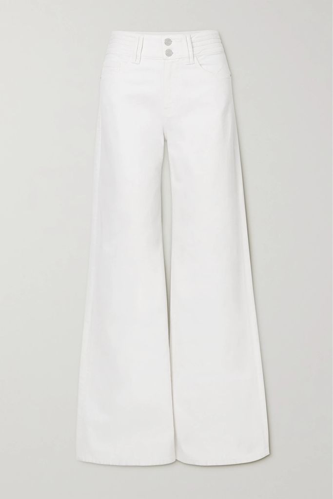 Triple Binding High-rise Wide-leg Jeans - White