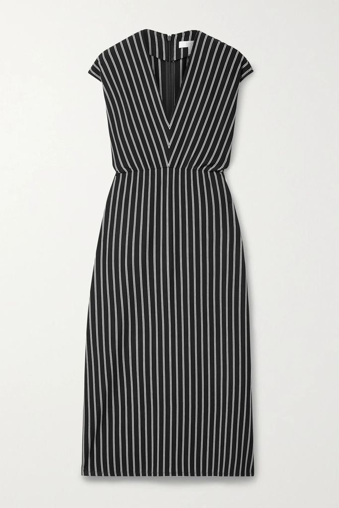 Vada Striped Jersey Midi Dress - Black