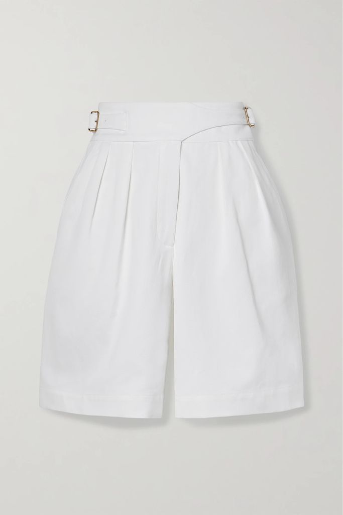 Valmar Buckled Cotton-blend Twill Shorts - White