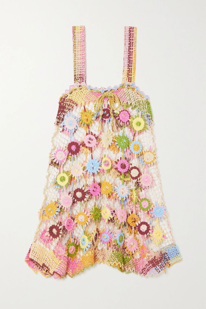 Vana Crocheted Cotton Mini Dress - Yellow
