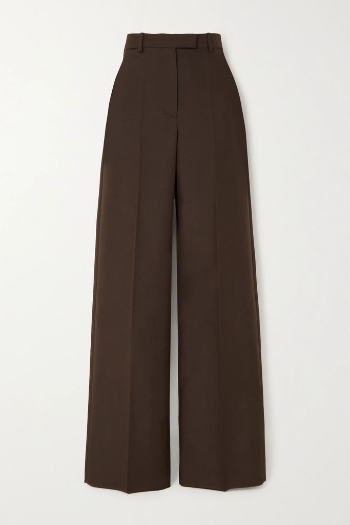 Wool Straight-leg Pants - Brown