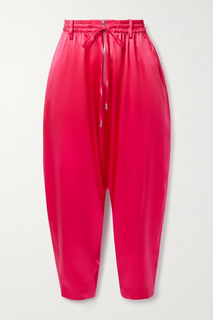 Lyle Cropped Silk Track Pants - Bubblegum