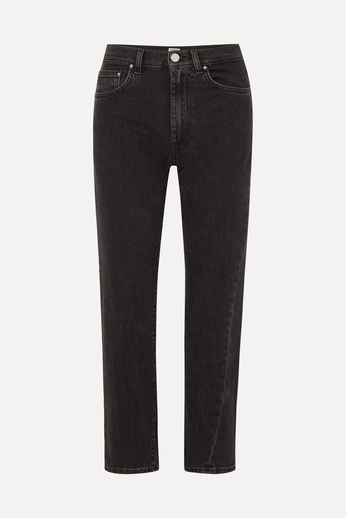 Twisted Seam High-rise Straight-leg Jeans - Black