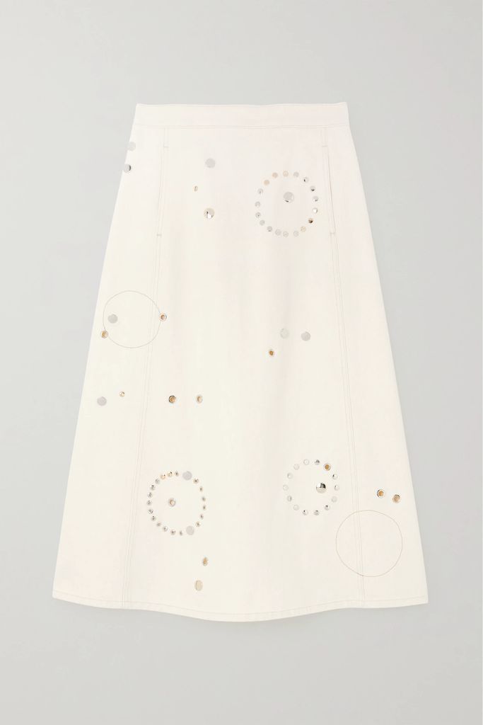 + Net Sustain Recycled-cotton And Hemp-blend Midi Skirt - White