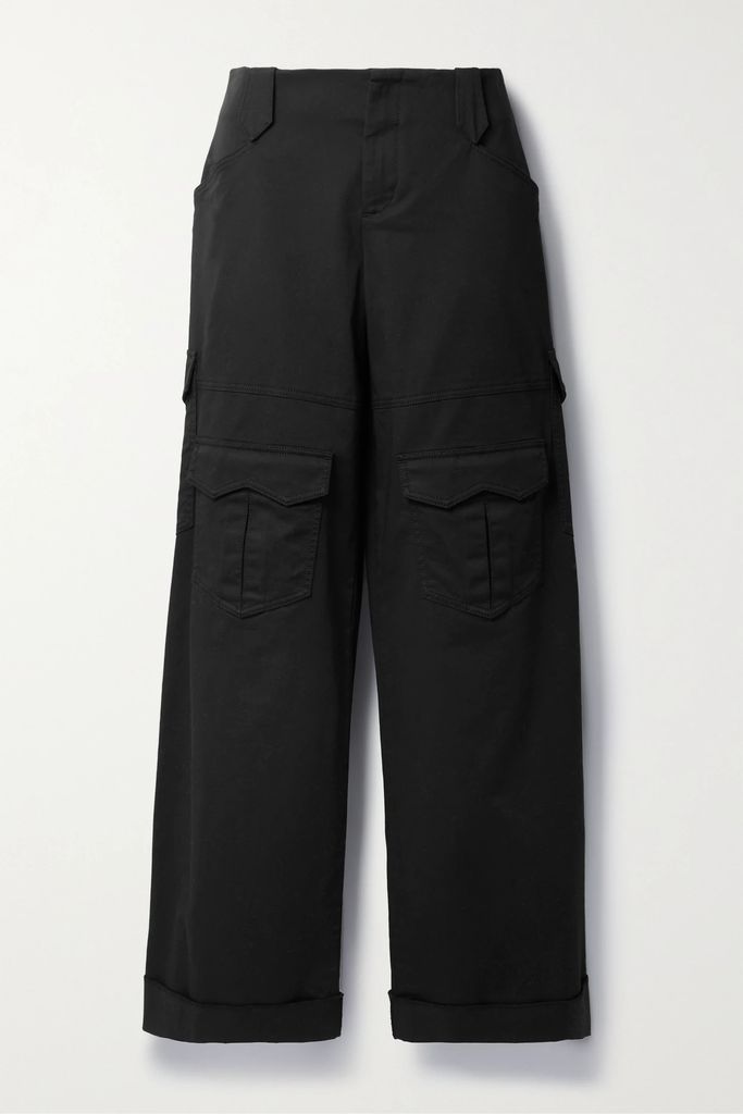 Cotton-blend Gabardine Straight-leg Cargo Pants - Black