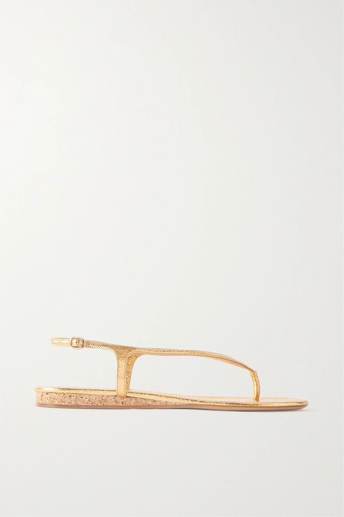 Gia Metallic Leather Slingback Sandals - Gold