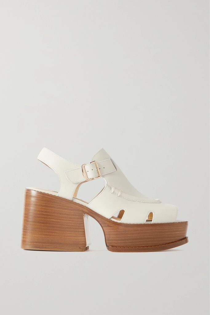 Laric Leather Platform Sandals - Cream