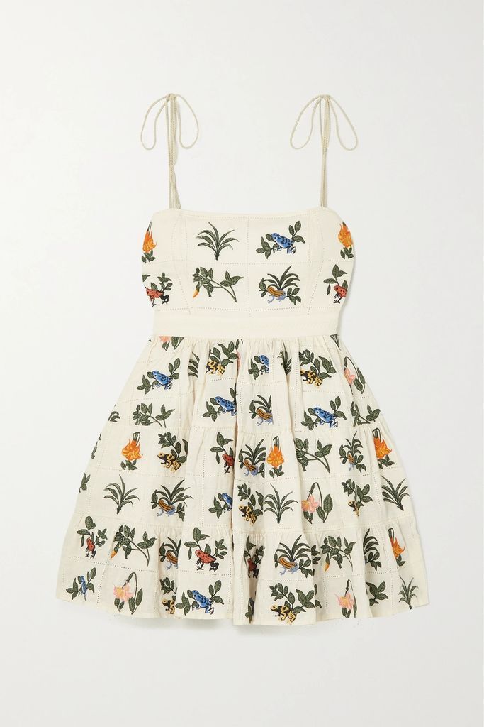 + Net Sustain Lima Embroidered Linen Mini Dress - White