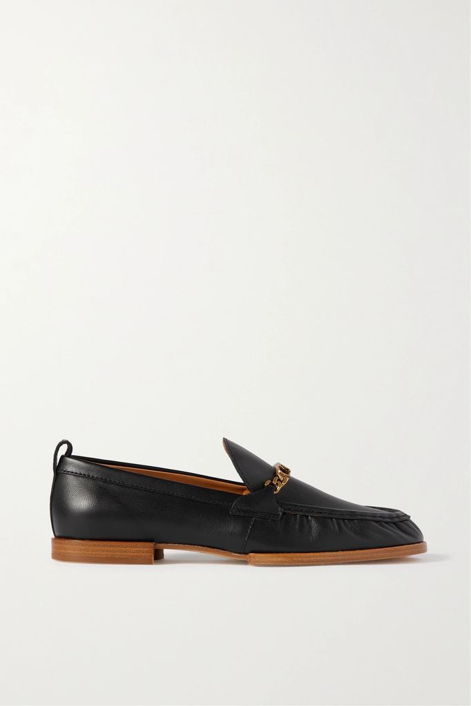 Embellished Leather Loafers - Black