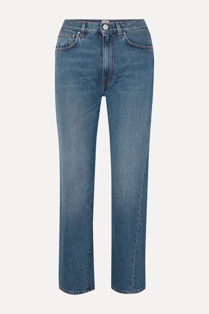 Twisted Seam High-rise Straight-leg Jeans - Mid denim