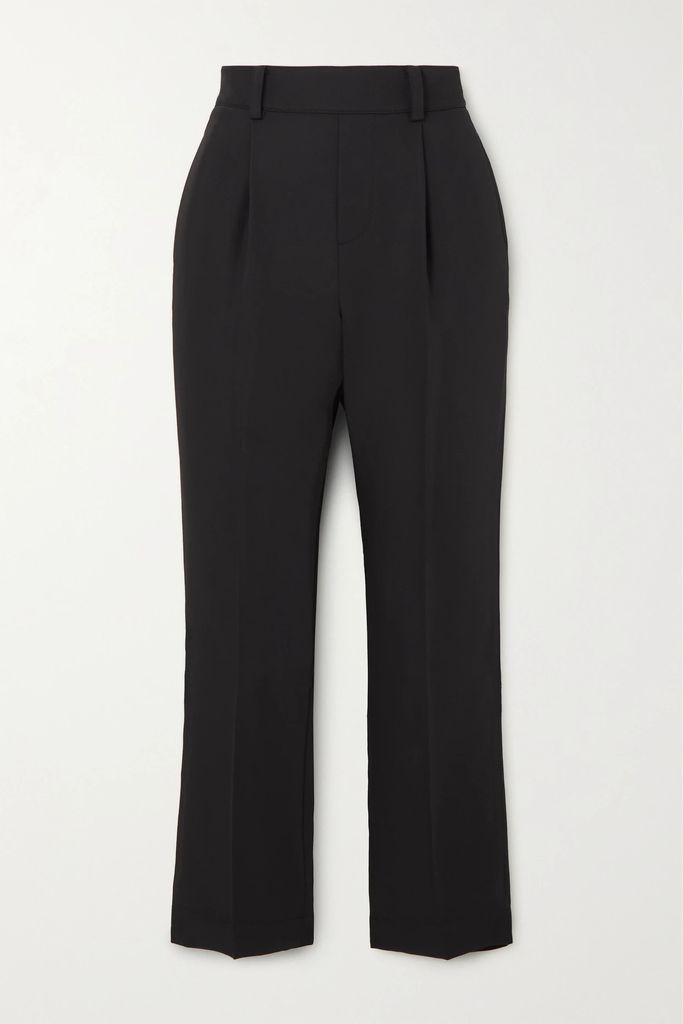Cropped Jersey Tapered Pants - Black
