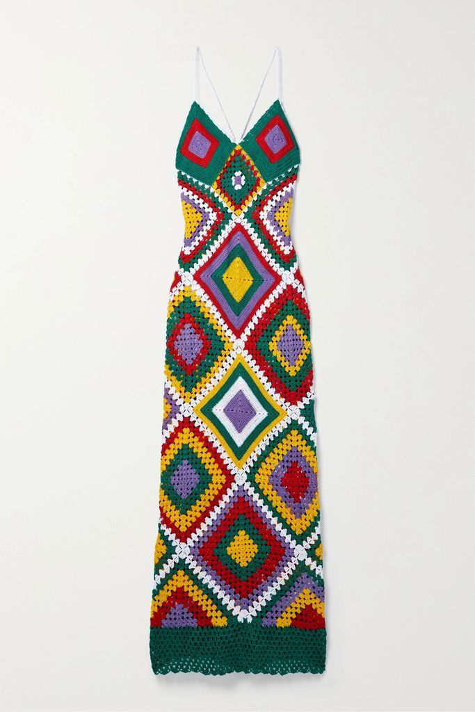 Esmeralda Crocheted Cotton Maxi Dress - Green