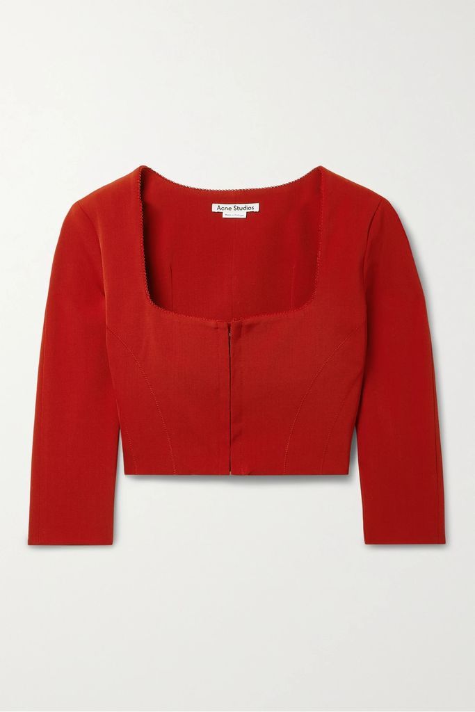 Cropped Twill Top - Red