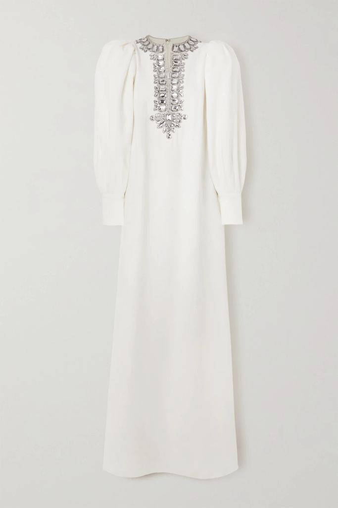 Crystal-embellished Crepe Gown - Off-white