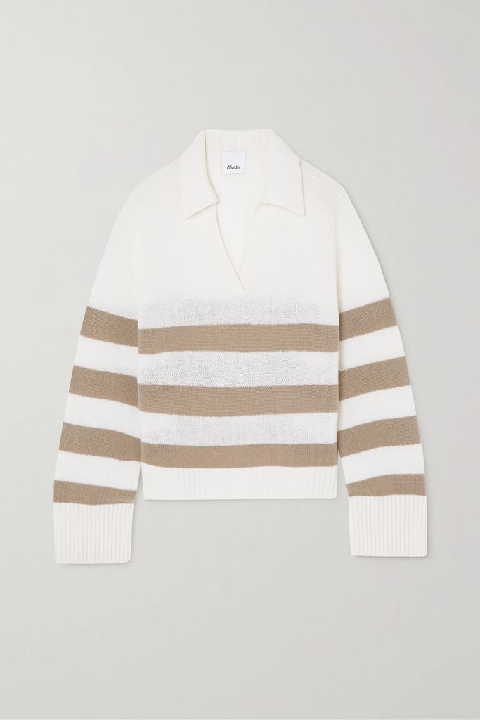 Striped Wool And Cashmere-blend Sweater - Ivory