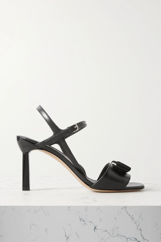 Gabriela Bow-embellished Leather Sandals - Black