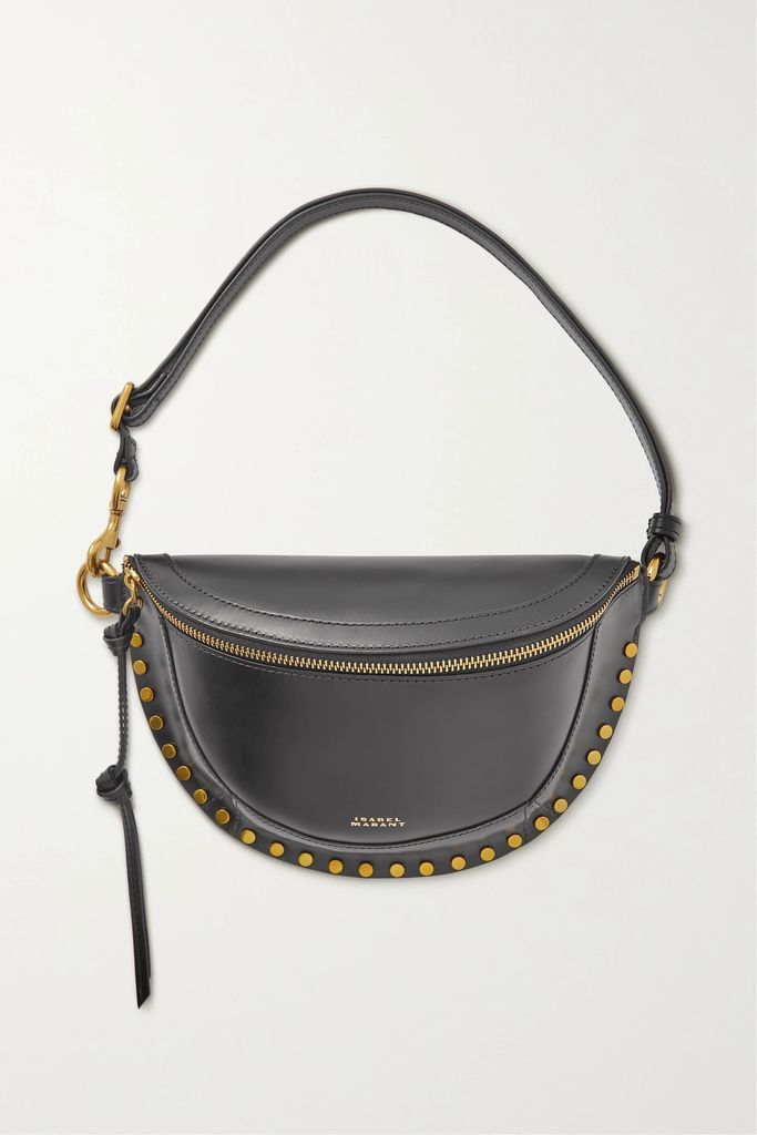 Skano Whipstitched Leather-trimmed Suede Belt Bag - Black