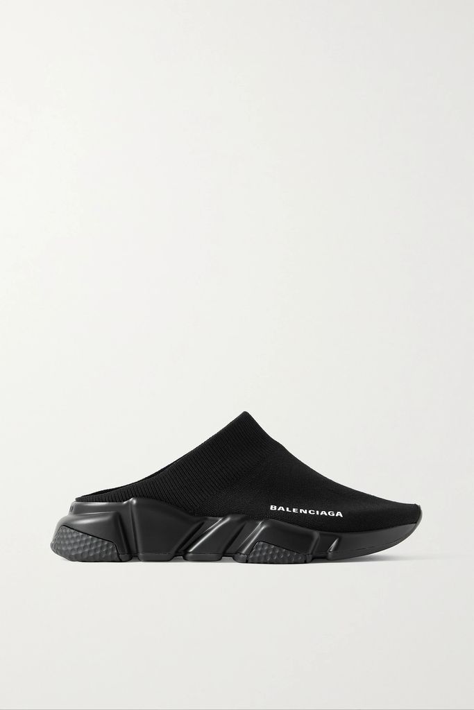 Speed Printed Recycled-knit Mules - Black