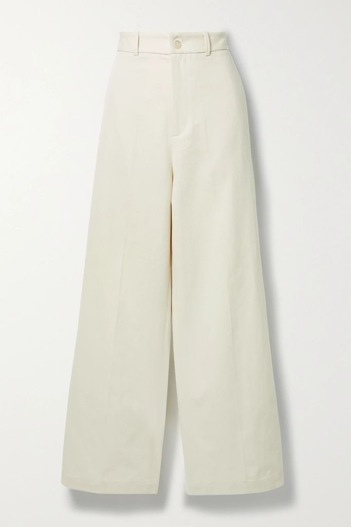 Johan Cotton And Linen-blend Twill Wide-leg Pants - Ivory