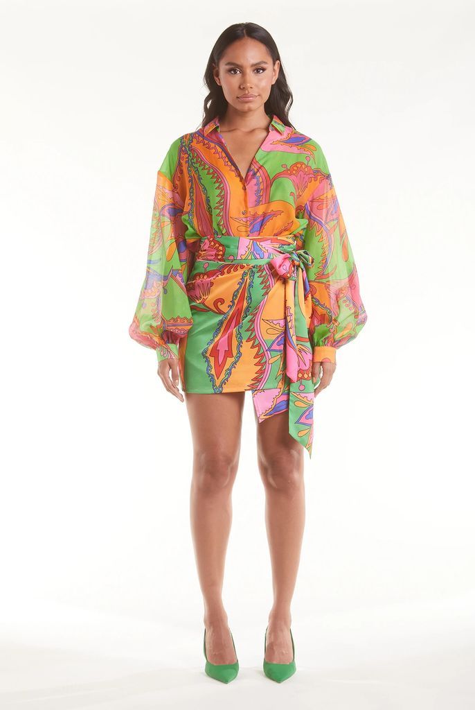 Never Fully Dressed Green Foxy Oversized Shirt - UK6 Multi