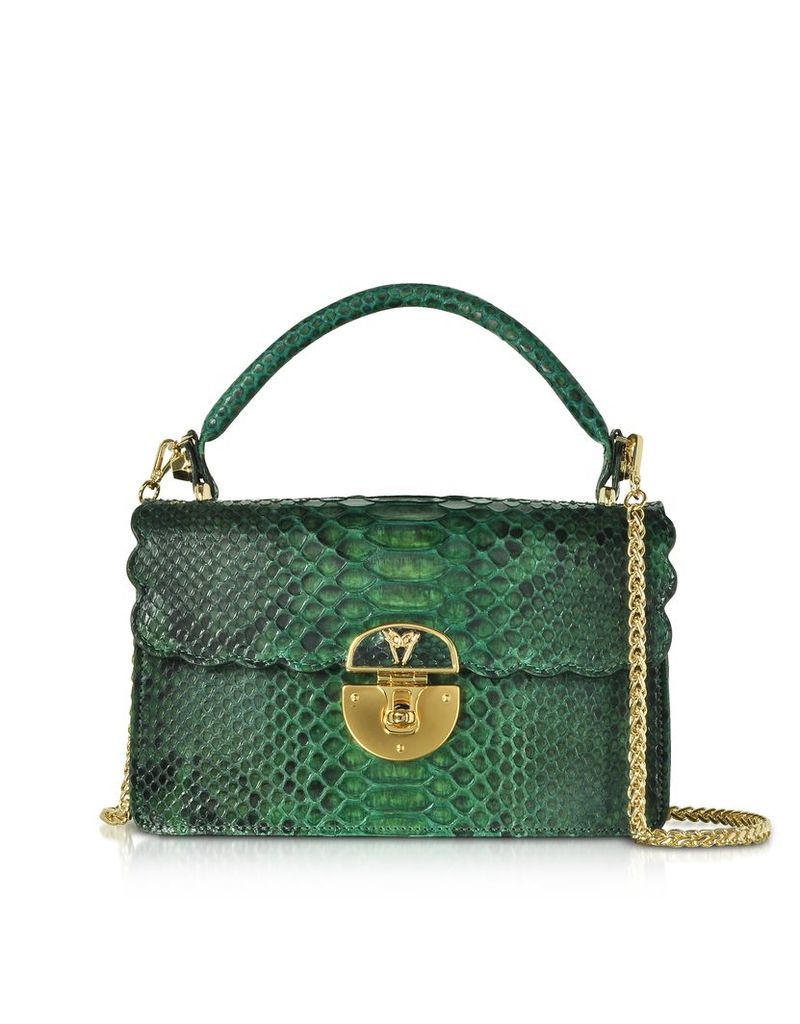 Designer Handbags, Python Leather Top Handle Satchel bag