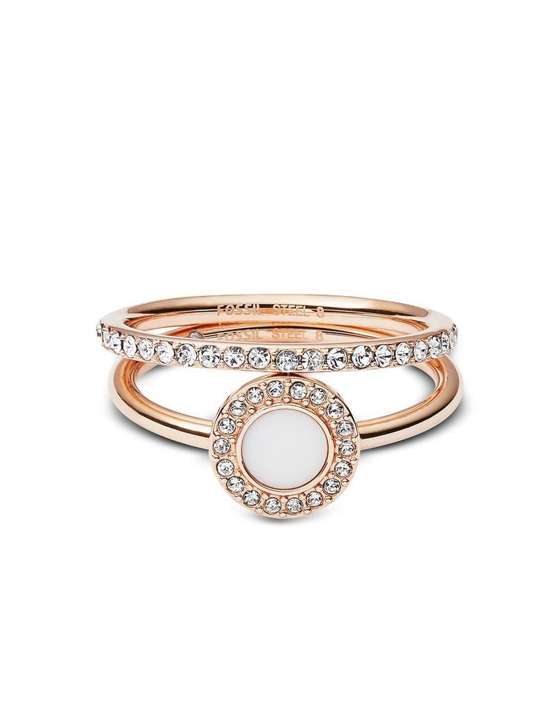 Fossil Designer Rings, Rose-Goldtone Stone Glitz Stackable Women's Ring w/Strass and Glass Stone