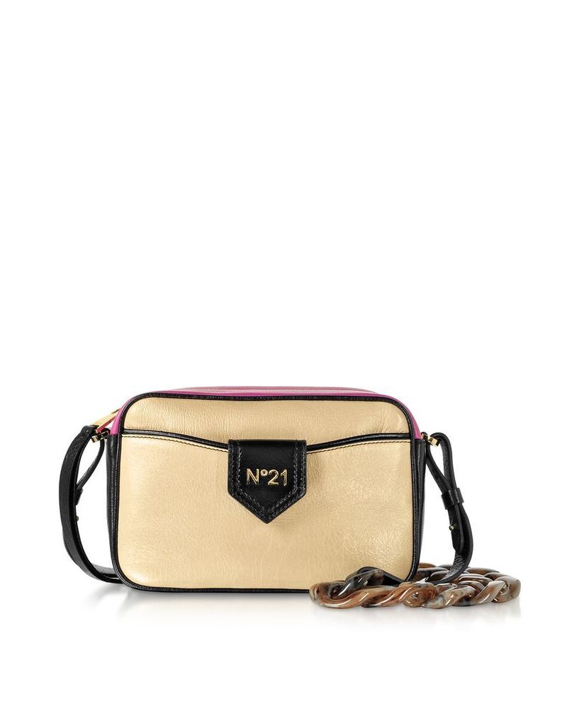 N°21 Designer Handbags, Phard, Black and Fuchsia Leather Camera Bag