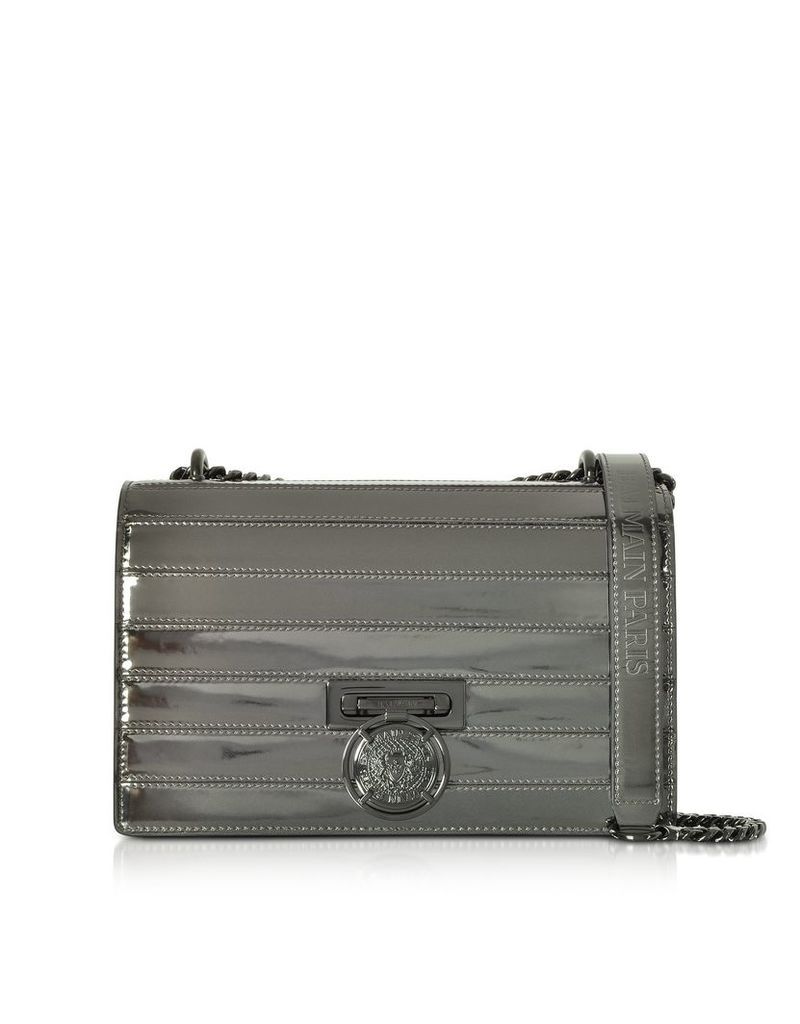 Balmain Designer Handbags, BBox 25 Mirror-effect Leather Bag