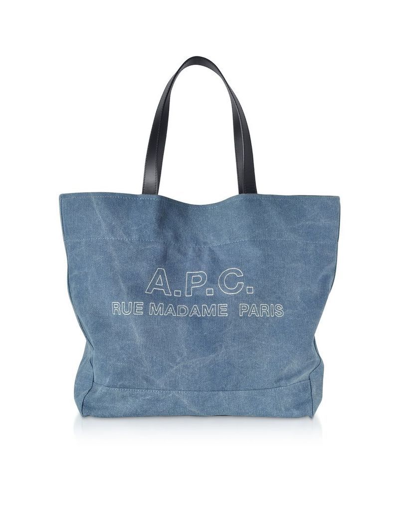 A.P.C. Designer Handbags, Denim and Leather Ingride Tote Bag